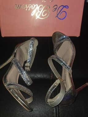 De Blossom Collection Gold Strappy High Heel Sandals